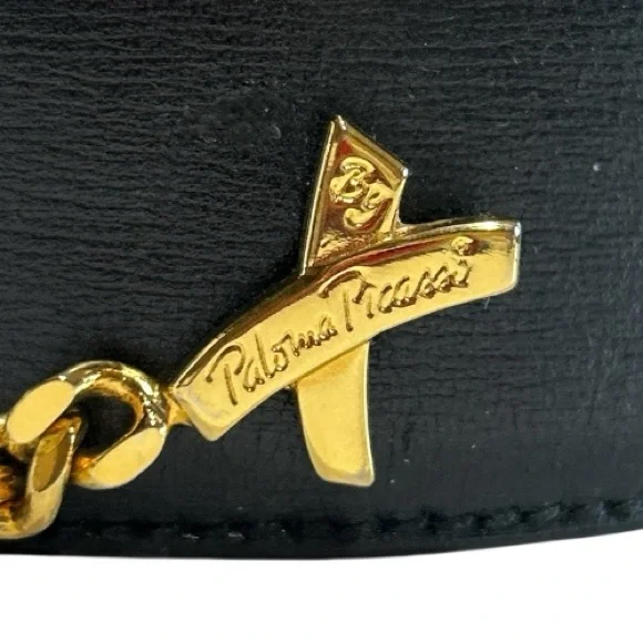 Vintage Paloma Picasso Signature X Black Leather Belt Gold  display picture 1